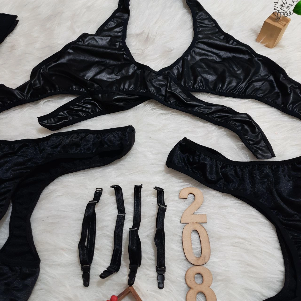 ست فانتزی طرح چرم sensual کد S208 - مشکی / Free(38-36)