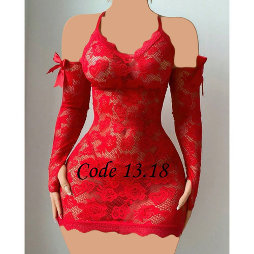 لباس خواب قرمز دانتل Elize کد 1319