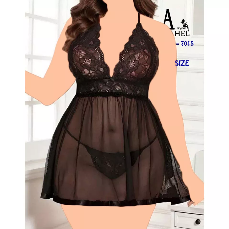 لباس خواب توری سایز بزرگ Anahel کد 7015
